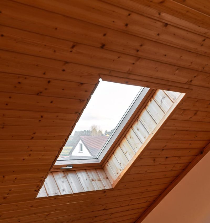 Velux roof window flooding a converted loft room with natural light